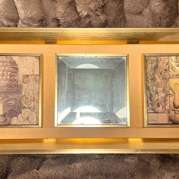 Buddha decorative Picture Gold frame 2x head Picture frame W/Center Mirror - Picture 6 of 7